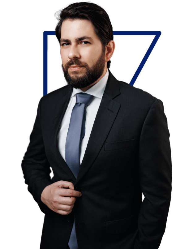advogado com logo atrás